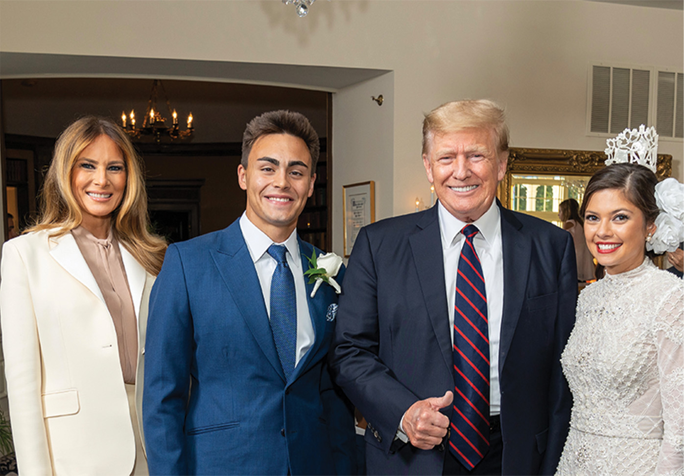 Michael Alfonso, Evita Duffy-Alfonso, President Donald Trump, and First Lady Melania Trump smiling