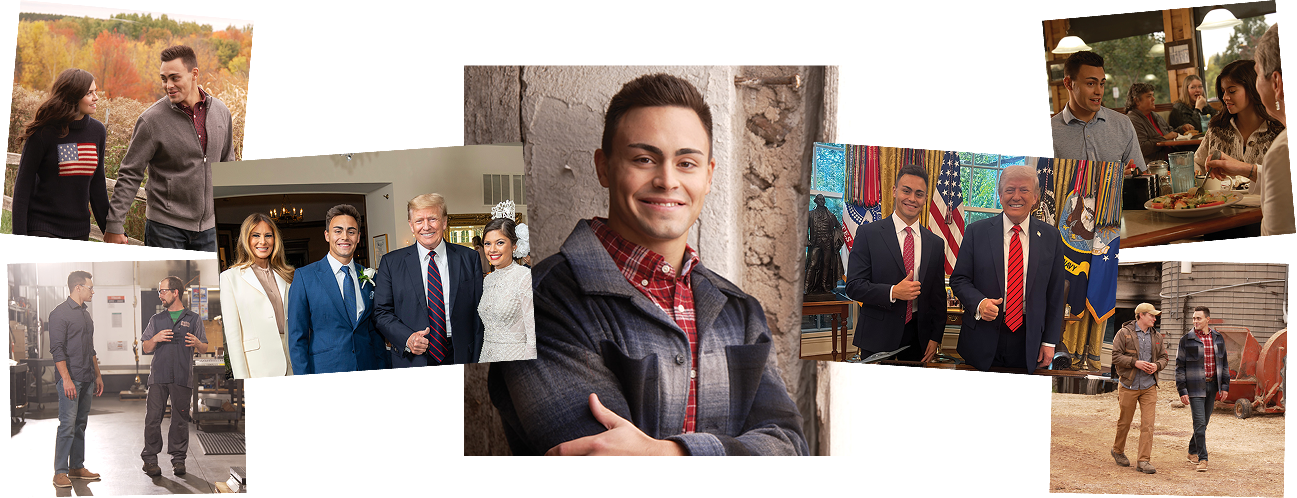 Photo gallery of Michael Alfonso with family, President Donald Trump, and voters